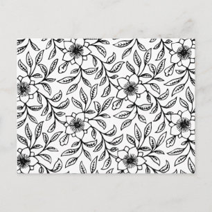 Hübsche Vintage Schwarz-Weiß-Shabby Chic Flora Postkarte