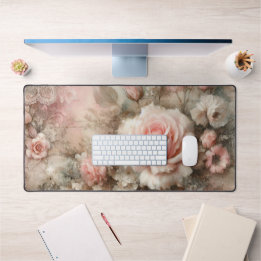 Hübsche Vintage-Shabby-Chic-Pastellrosa Rose Schreibtischunterlage