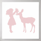 Hübsche Vintage Silhouette Girl and Deer Poster (Vorne)
