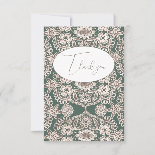 Hübsche Vintage Spitzenfläche Danke Karte (Vorderseite)