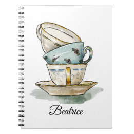 Hübsche Vintage-Teetasse Aquarell Notizblock