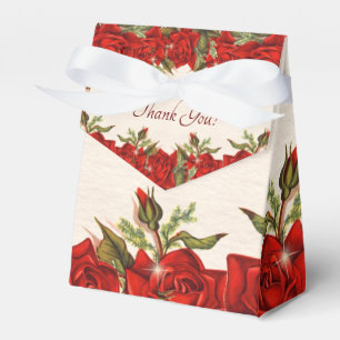 Hübsche Vintage viktorianische Rote Rose danken Geschenkschachtel
