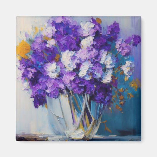 Hübsche Vintage violette Blumen Magnet (Vorne)