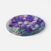 Hübsche Vintage violette Blumen Pappteller (Schrägansicht)