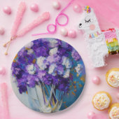 Hübsche Vintage violette Blumen Pappteller (Party)