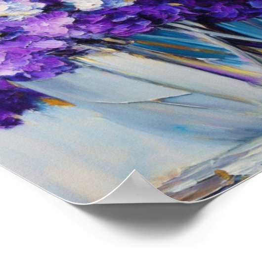 Hübsche Vintage violette Blumen Poster (Ecke)