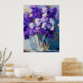 Hübsche Vintage violette Blumen Poster (Küche)
