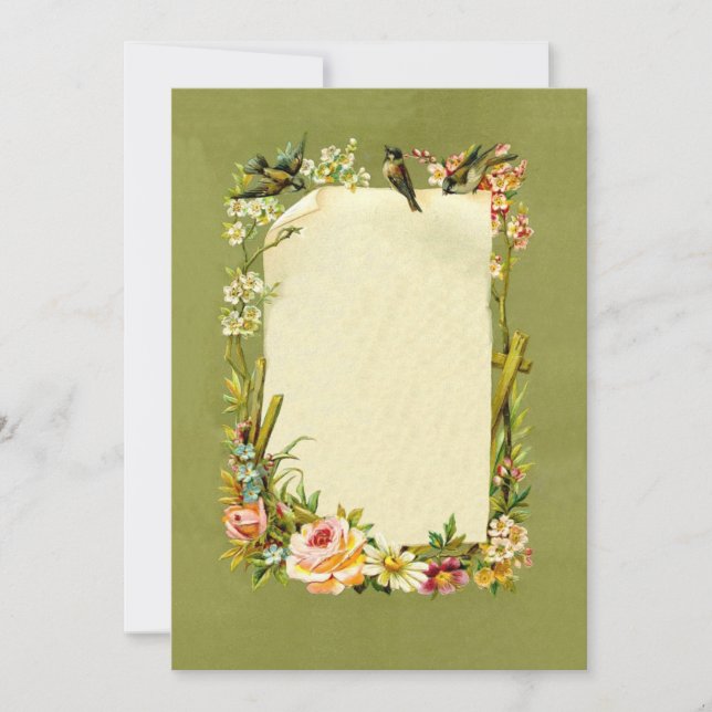Hübsche Vintage Vögel und Blume Grenzdekoration (Vorderseite)