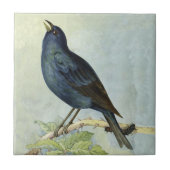 Hübsche Vintage Vogelzweigung mit Raupe Fliese (Vorderseite)