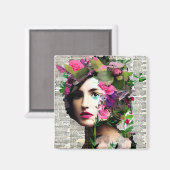 Hübsche Vintage weibliche Papierkollektion Magnet (Vorderseite/Rückseite)