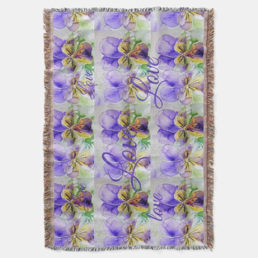 Hübsche Viola Blume Lila Muster Liebe Decke (Vorderseite Vertikal)