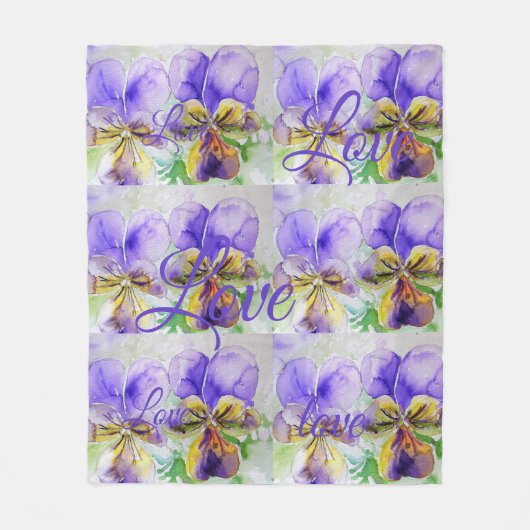 Hübsche Viola Blume Lila Muster Liebe Fleecedecke (Vorderseite)