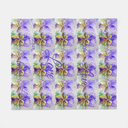 Hübsche Viola Blume Lila Muster Liebe Fleecedecke (Vorderseite (Horizontal))