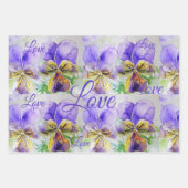 Hübsche Viola Blume Lila Muster Liebe Geschenkpapier Set (Vorderseite)
