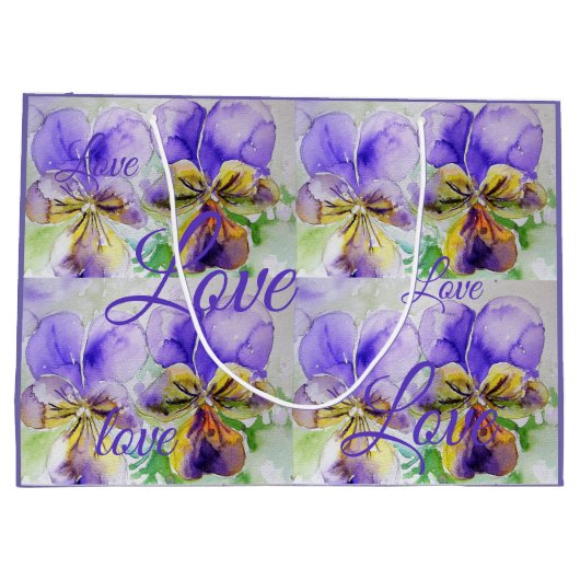 Hübsche Viola Blume Lila Muster Liebe Große Geschenktüte (Rückseite)