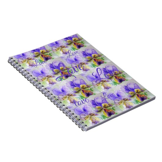 Hübsche Viola Blume Lila Muster Liebe Notizblock (Rechte Seite)