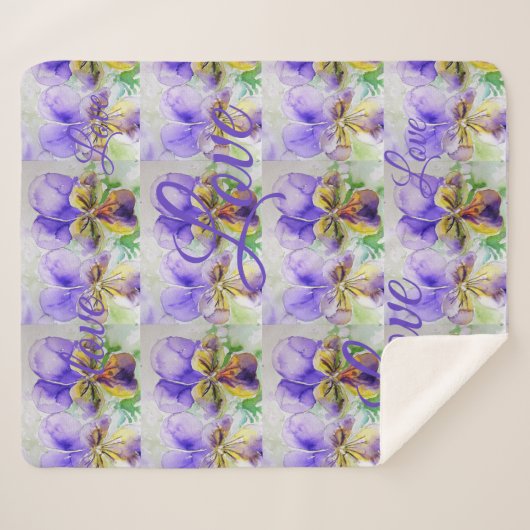 Hübsche Viola Blume Lila Muster Liebe Sherpadecke (Vorderseite (Horizontal))