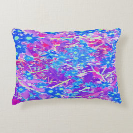 Hübsche Violett-Blau- und Limettengrüne Blume Dekokissen