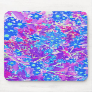 Hübsche Violett-Blau- und Limettengrüne Blume Mousepad