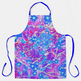 Hübsche Violett-Blau- und Limettengrüne Blume Schürze