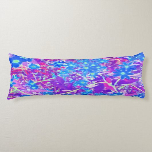 Hübsche Violett-Blau- und Limettengrüne Blume Seitenschläferkissen (Vorderseite)