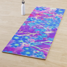 Hübsche Violett-Blau- und Limettengrüne Blume Yogamatte