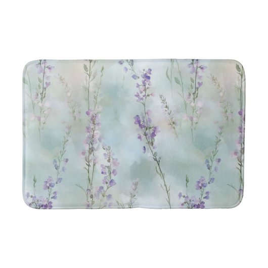 Hübsche violette Blumen Badematte (Vorderseite)