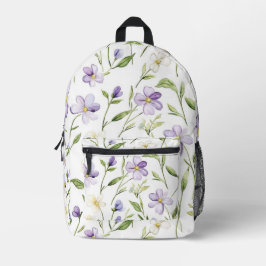 Hübsche violette Blumen Bedruckter Rucksack