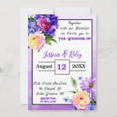 Hübsche violette Blumen Blumenzauber Einladung (Vorderseite)