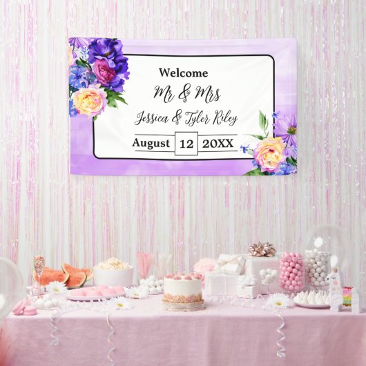 Hübsche violette Blumen Blumenzehen Personalisiert Banner (Party)