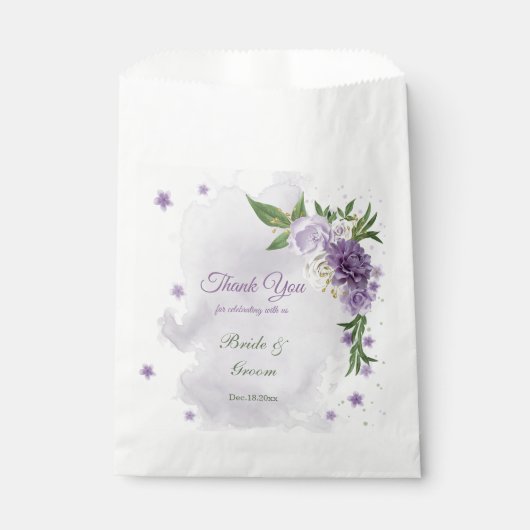 Hübsche violette Blumen Geschenktütchen (Vorderseite)