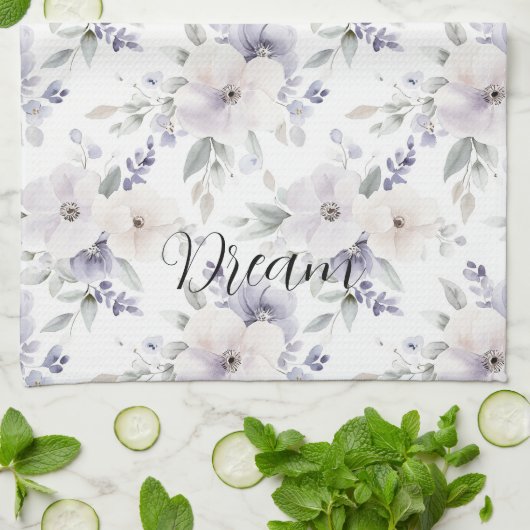 Hübsche violette Blumen Geschirrtuch (Gefaltet)