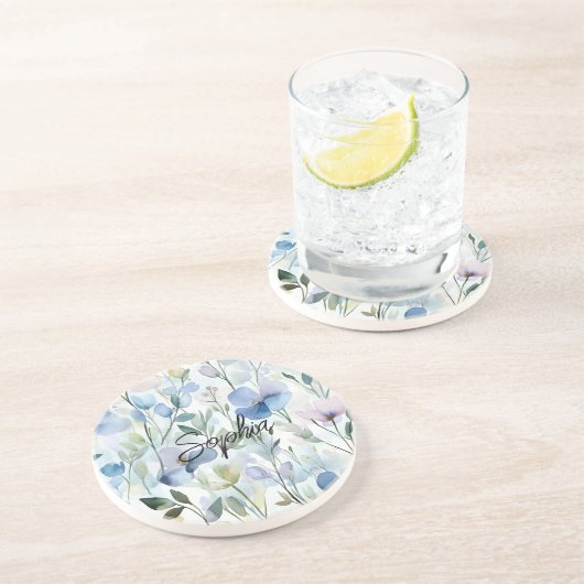 Hübsche violette Blumen Getränkeuntersetzer (Seite)