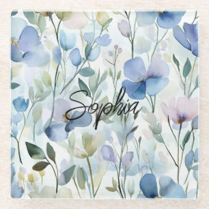 Hübsche violette Blumen Glasuntersetzer