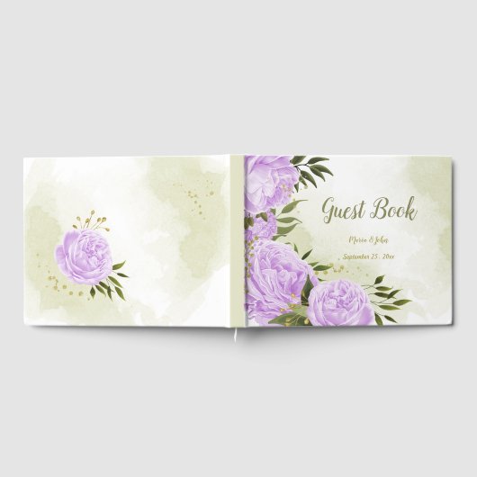 hübsche violette Blumen Grüne Blätter botanisch Gästebuch (Voll)