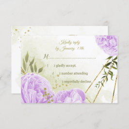 hübsche violette Blumen Grüne Blätter botanisch RSVP Karte