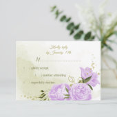 hübsche violette Blumen Grüne Blätter botanisch RSVP Karte (Stehend Vorderseite)