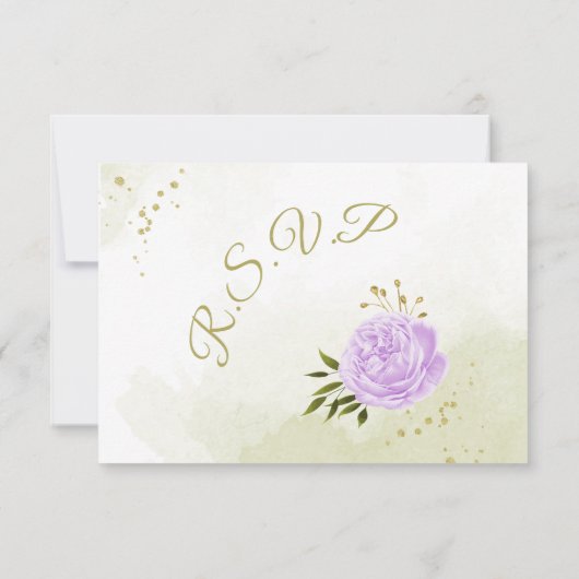 hübsche violette Blumen Grüne Blätter botanisch RSVP Karte (Rückseite)