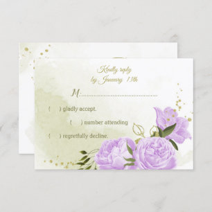 hübsche violette Blumen Grüne Blätter botanisch RSVP Karte