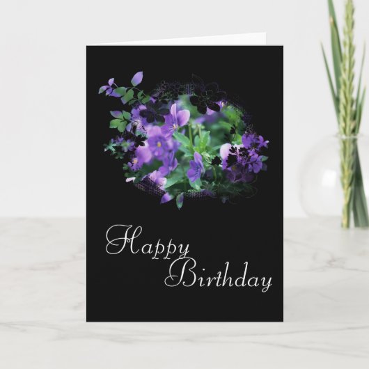 Hübsche violette Blumen Happy Birthday Card Design Karte (Vorderseite)