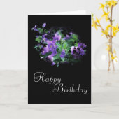 Hübsche violette Blumen Happy Birthday Card Design Karte (Gelbe Blume)