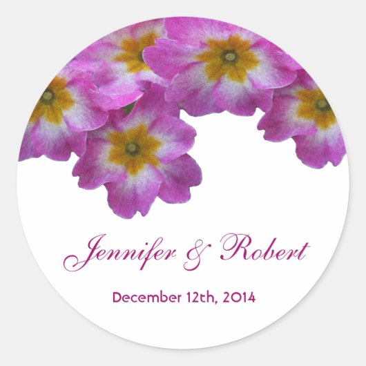 Hübsche violette Blumen Hochzeitsaufkleber Runder Aufkleber (Vorderseite)