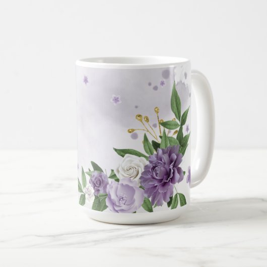 Hübsche violette Blumen Kaffeetasse (VorderseiteRechts)