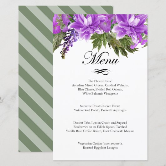 Hübsche violette Blumen - Menü (Vorne/Hinten)