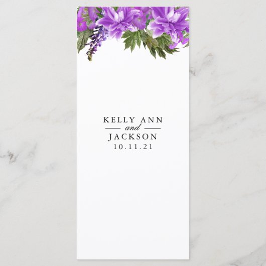Hübsche violette Blumen - Menü Menükarte (Rückseite)