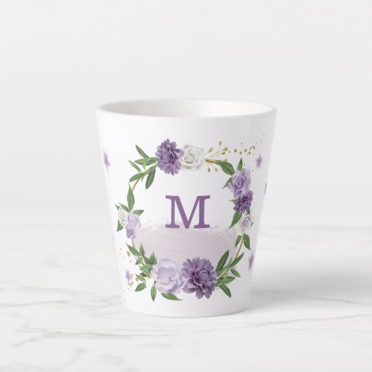 Hübsche violette Blumen Milchtasse (Vorderseite)
