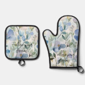 Hübsche violette Blumen Ofenhandschuh & Topflappen-Set (Vorderseite)