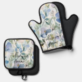 Hübsche violette Blumen Ofenhandschuh & Topflappen-Set (Vorderseite/Rückseite)
