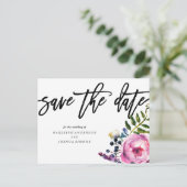 Hübsche violette Blumen Save the Date Postkarte (Stehend Vorderseite)