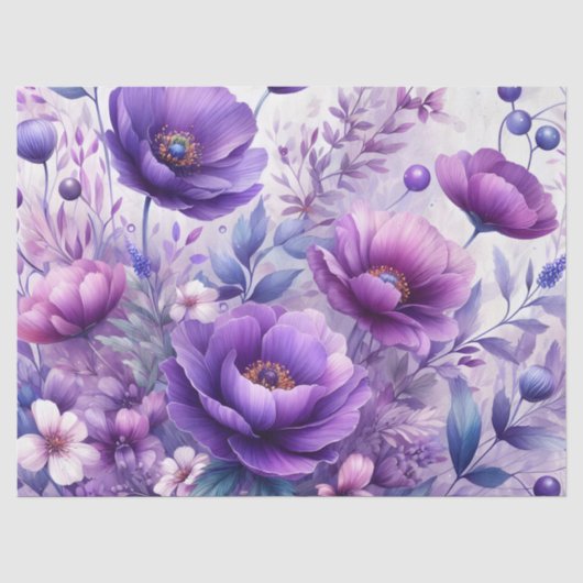 Hübsche violette Blumen Seidenpapier (Vorderseite)